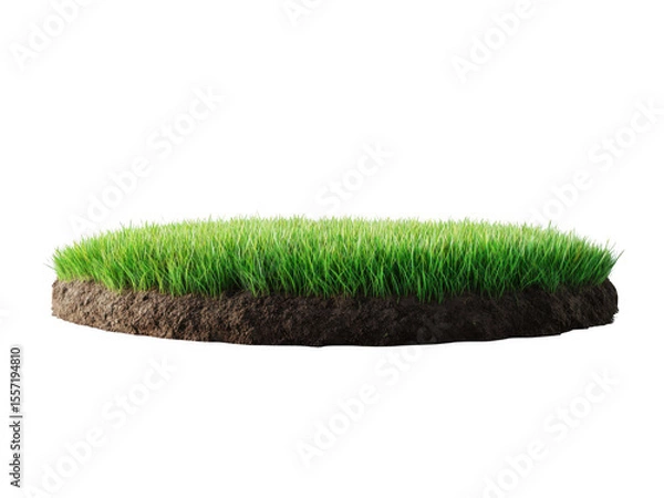 Fototapeta Lush green grass patch cutout transparent background png ideal for nature designs and graphic projects