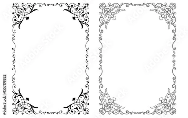 Obraz 現代的なイメージを混ぜたアールヌーボー風の装飾枠。