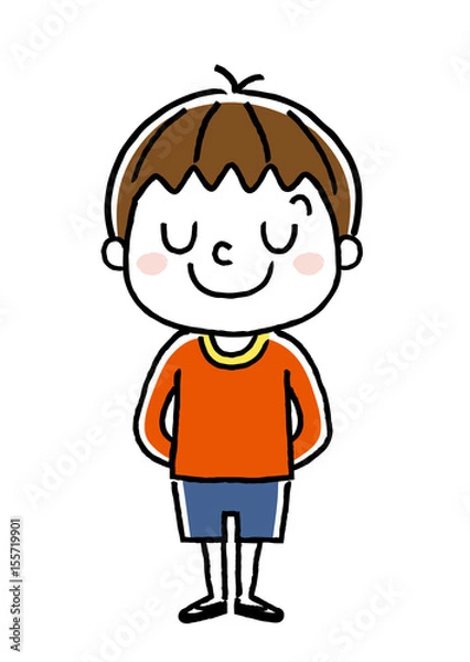 Fototapeta 男の子：照れる、リラックス
