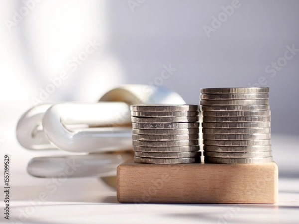 Fototapeta A lot of coins in the concept of saving money and finance.Selection focus.