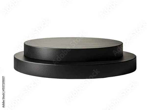 Fototapeta Modern black circular platform studio transparent background cutout png minimalist design elegant environment