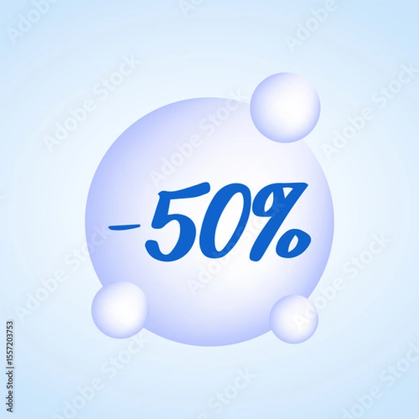 Obraz A 50% discount badge. Simple minimalist design. Vector illustration