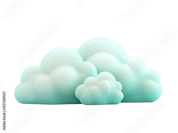 Fototapeta Fluffy cloud cutout png with transparent background for creative projects soft blue color simple design