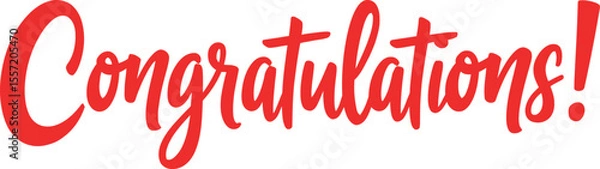 Obraz Red script text congratulations message isolated on white background