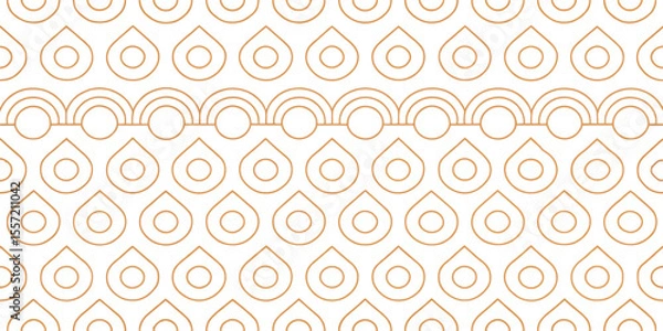 Fototapeta Golden Geometric Pattern: A seamless, elegant geometric pattern in a warm gold hue. It features a repetitive design of teardrops and circular motifs. Suitable for various design applications.
