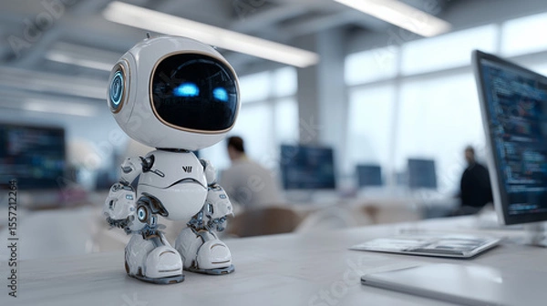 Fototapeta Futuristic Robot in a Tech Office