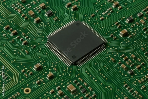 Fototapeta Close-up of an electronic circuit board showcasing hardware technology