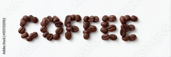 Fototapeta Rich espresso-hued coffee beans spell invigorating caffeine zest, perfect for International Coffee Day or a quirky typography feast