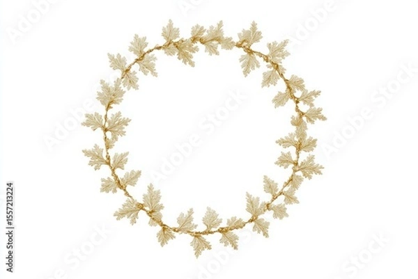Fototapeta Golden oak leaf circle, reminiscent of Samhain's mystical embrace and Yule's nature reverence, whispering autumnal enchantment and timeless rituals