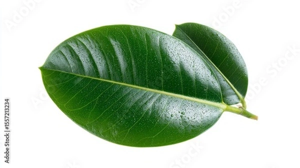 Fototapeta Glittering Ficus leaves evoke Tropical Fruit Day and Arbor Day with vibrant foliage, hidden rainforest whispers, verdant tranquility