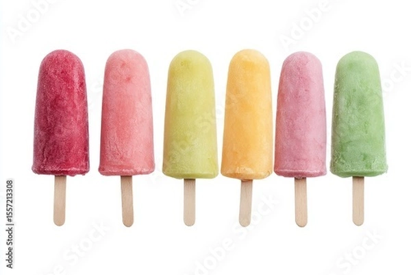 Fototapeta Colorful ice lollies align in tantalizing harmony, evoking Summer Solstice revelry and World Ice Cream Day's vibrant chill