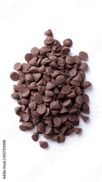 Fototapeta Rich chocolate chips cascade like midnight pebbles, evoking homemade decadence and National Chocolate Day indulgence