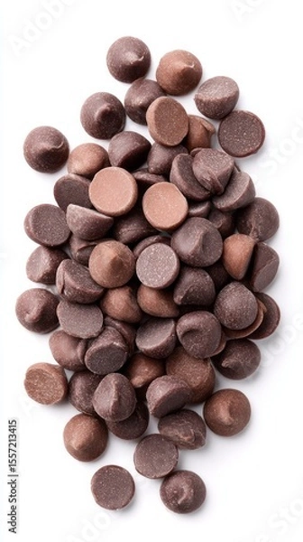 Fototapeta Rich cocoa whispers in a cascade of velvety chocolate chips, ideal for National Chocolate Day or winter solstice feasts