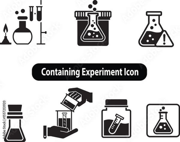 Obraz Containing experiment flat vector black and white icon chemistry and science icons 