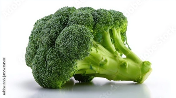 Obraz Fresh broccoli head isolated on white background