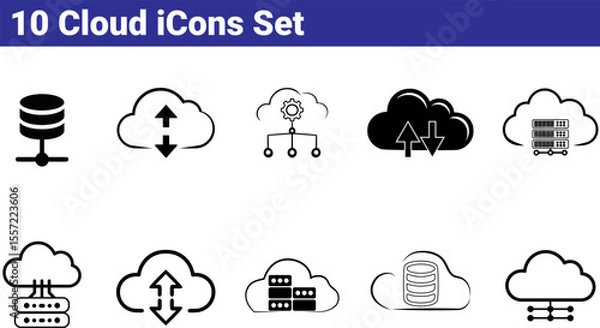 Fototapeta Modern Cloud Computing & Technology Vector Icon Set