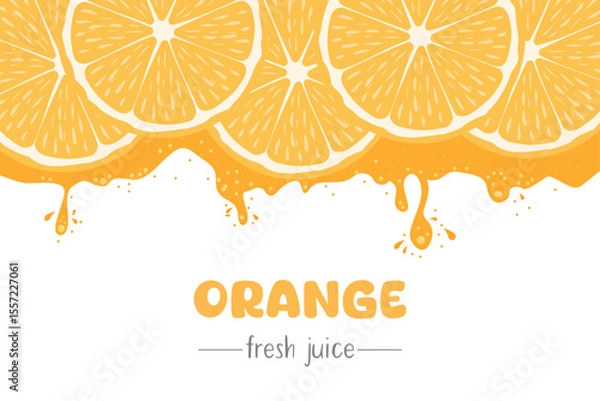 Obraz A label template for natural orange juice. Organic fresh fruits. Vector illustration