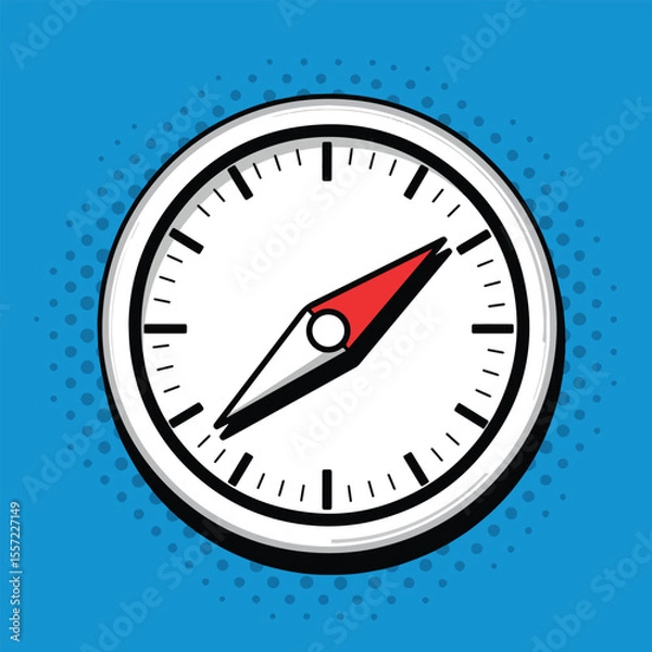 Obraz compass pop art icon with blue halftone background