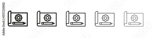 Fototapeta Prototyping iconBlack linear bold and thin strokes set