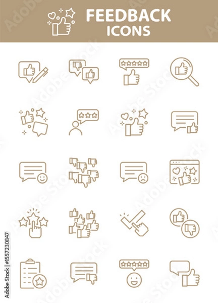 Obraz Set of Feedback icons, customer experience, review, comment