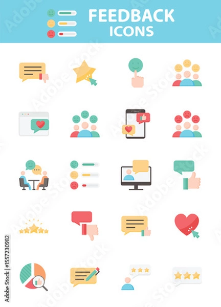 Obraz Set of Feedback icons, customer experience, review, comment
