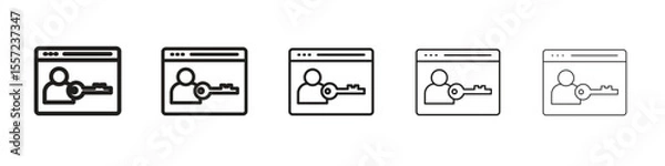 Fototapeta Authorize iconBlack linear bold and thin strokes set