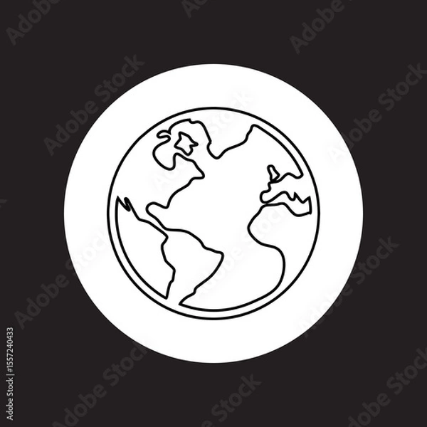 Fototapeta Globe icon vector. Earth logo design. Planet vector icon illustration in circle isolated on black background