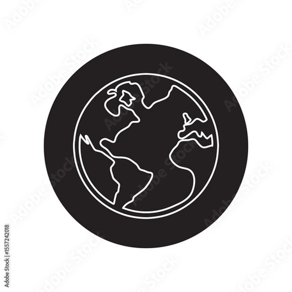 Fototapeta Globe icon vector. Earth logo design. Planet vector icon illustration in circle isolated on white background