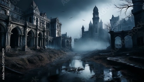 Obraz ghost city background, AI generated