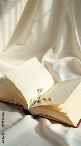 Fototapeta Soft elegant image with book — vertical layout for design, education or relaxation posts