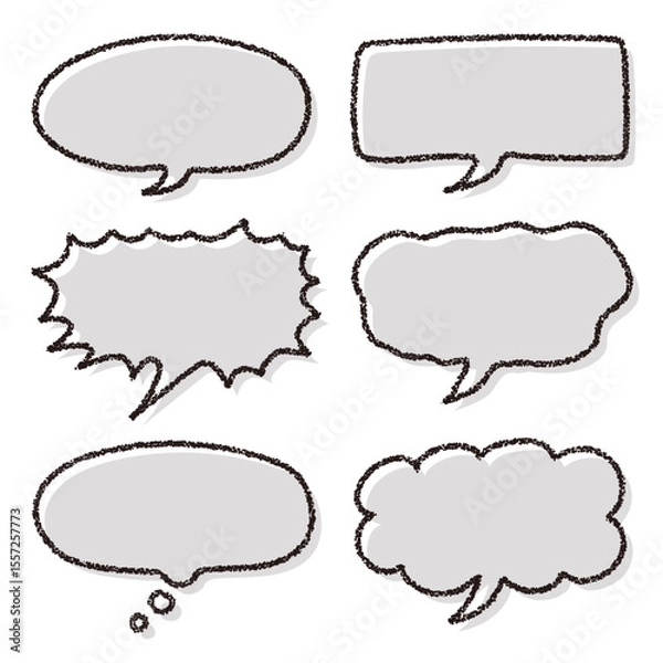 Fototapeta クレヨン素材　手描きのふきだしセット