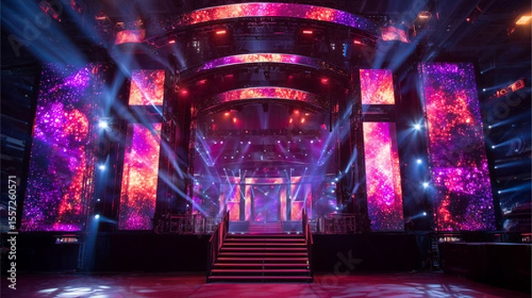 Fototapeta Stage Entrance with LED Screens - WWE Evolution Event Backdrop