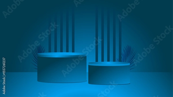 Fototapeta Modern Empty Podium isolated Background with vector deep blue