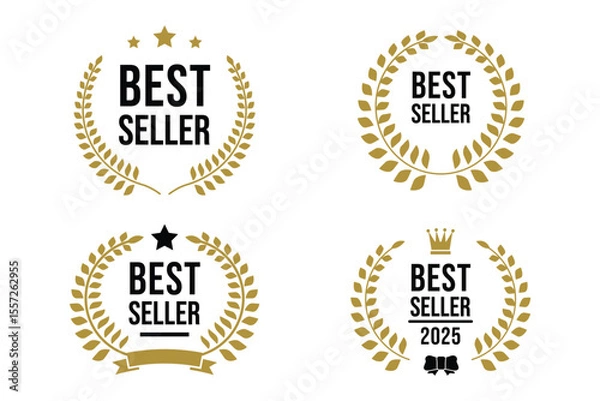 Obraz best seller with laurels vector graphic resource for product