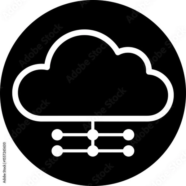 Fototapeta Cloud Network Connection Icon - Distributed Cloud Services