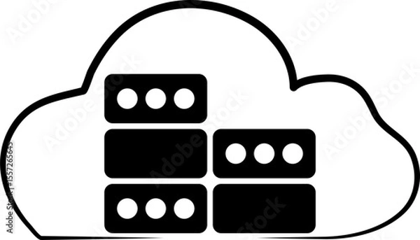 Fototapeta Cloud Database Icon - Cloud Data Storage and Management