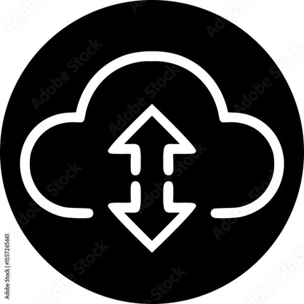 Fototapeta Cloud Data Sync & Transfer Icon | Upload & Download Symbol