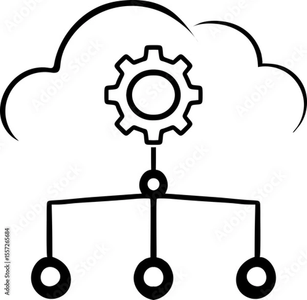 Fototapeta Cloud Configuration & Management Icon - Network Settings Symbol
