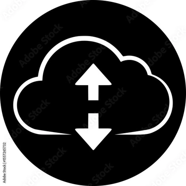 Fototapeta Cloud Data Transfer & Sync Circular Icon