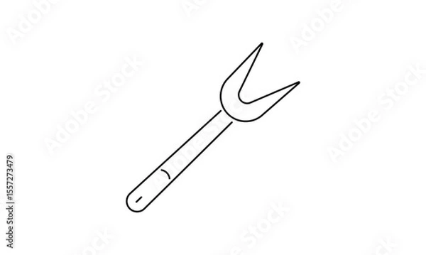 Fototapeta Carving fork outline icon isolated on transparent background flat vector illustration. EPS 10	