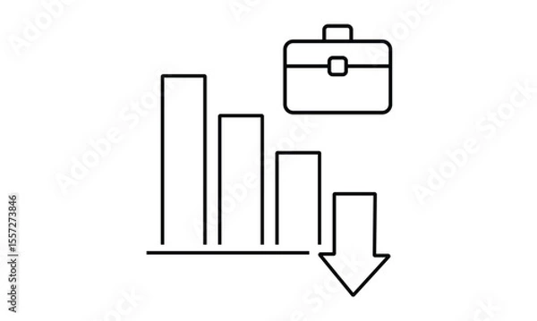 Fototapeta Employment decline concept outline icon isolated on transparent background flat vector illustration. EPS 10	