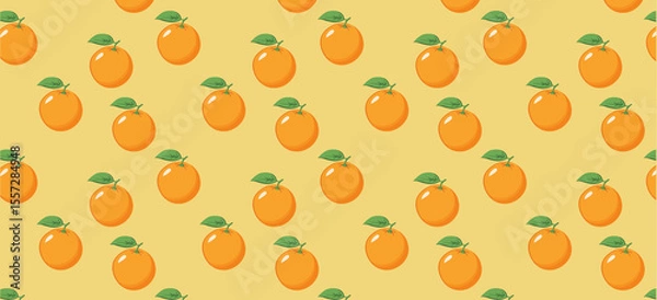 Fototapeta Orange Fruit Pattern on Beige, cute orange pattern on beige seamless background