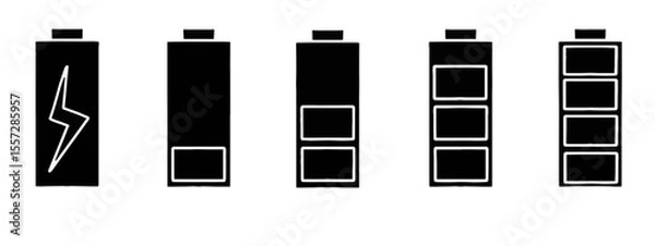 Fototapeta Battery level indicator set isolated on white background. Battery power indicators vector pack