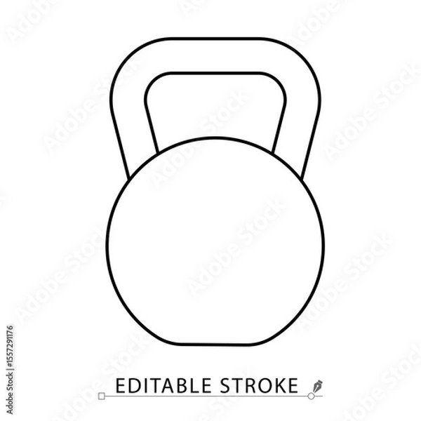 Obraz A kettlebell icon in minimalist style with editable stroke. Strength training, gym equipment, weightlifting tool, fitness object, bodybuilding gear, workout element, outline vector illustration.