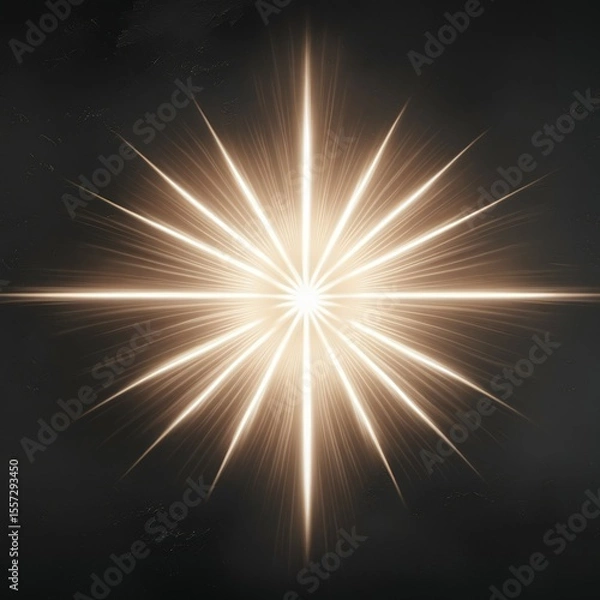Fototapeta Bright radial flare with sharp glowing rays