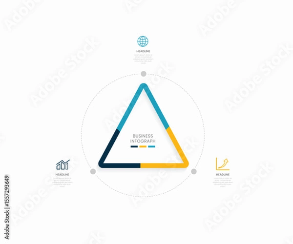 Obraz triangle shape 3 section business infograph 