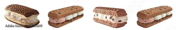 Fototapeta Collection of various cake isolated on transparent background