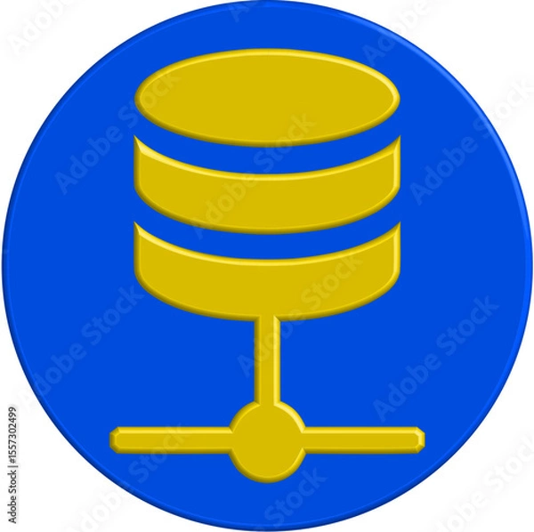 Fototapeta Golden Database Network Icon - Connected Data Storage