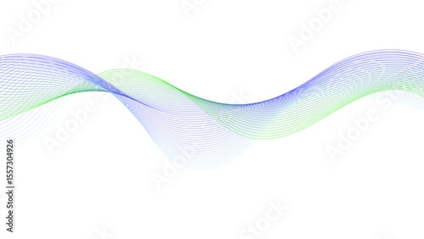 Fototapeta Modern abstract glowing wave background. purple green blue wavy tech lines abstract white background illustration.	