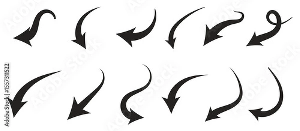 Fototapeta flat style curved arrow icon collection isolated different kinds arrow symbol indicator